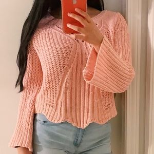 aerie pink ribbed sweater